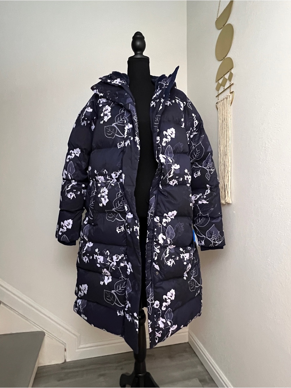 Columbia Long Down Coat, Boundless Days Print, Navy Floral, Womens S